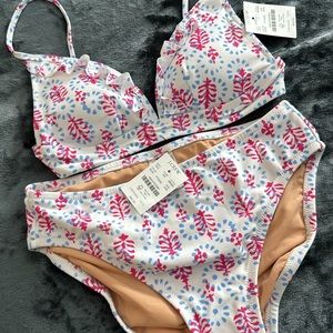 High waisted bikini bottoms - white, pink, blue